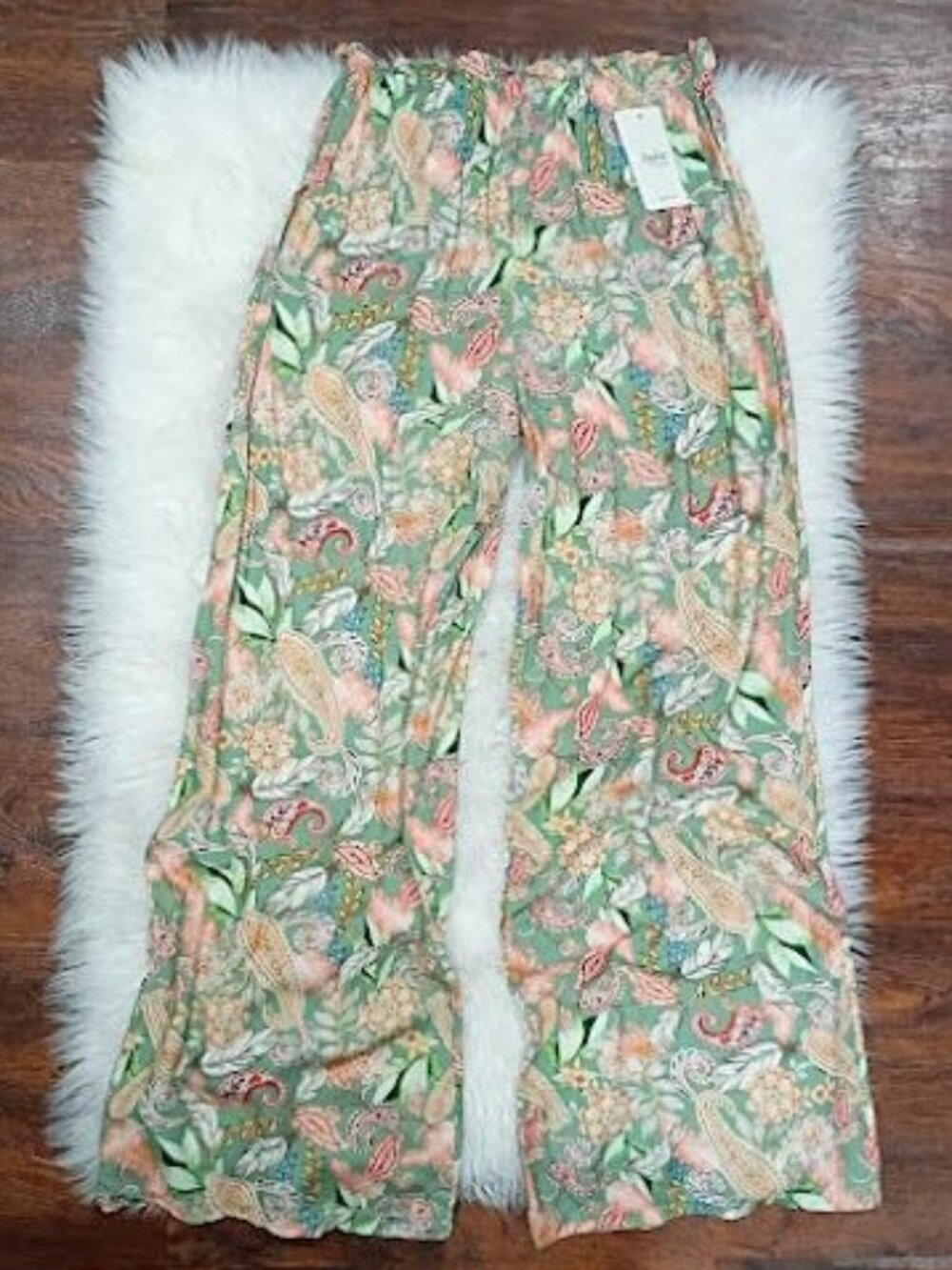 Sophie Atelier S Paisley Floral boho Wide-Leg Drawstring Pants Womens Lively - Picture 2 of 8